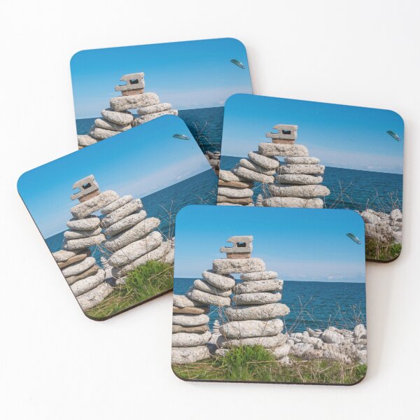 Item preview, Large Inukshuk by a Lake with Kite Surfer designed and sold by jrtwynam.