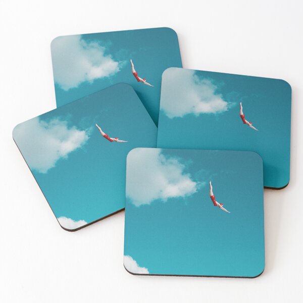 Item preview, Sky Diver: Woman in Red Bathing Suit Dives Gracefully Through the Clouds designed and sold by Ofeefee.
