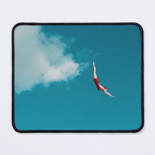 Item preview, Sky Diver: Woman in Red Bathing Suit Dives Gracefully Through the Clouds designed and sold by Ofeefee.