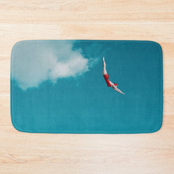 Item preview, Sky Diver: Woman in Red Bathing Suit Dives Gracefully Through the Clouds designed and sold by Ofeefee.