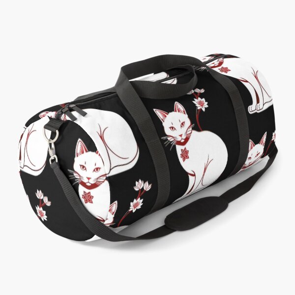 Item preview, White cat with lotus collar. floral Asian Tribal Geometric Boho Cat with Lotus flower blossoms designed and sold by McCallnWaldo.