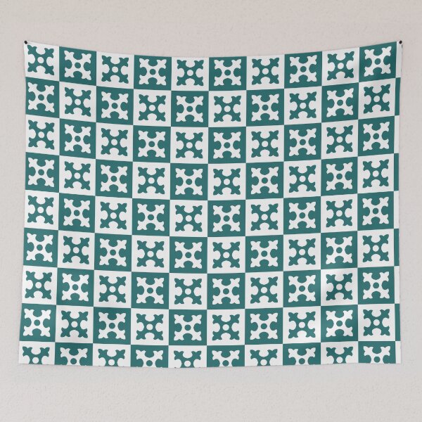 Item preview, Green & White Floral Tile Pattern designed and sold by HCB1.