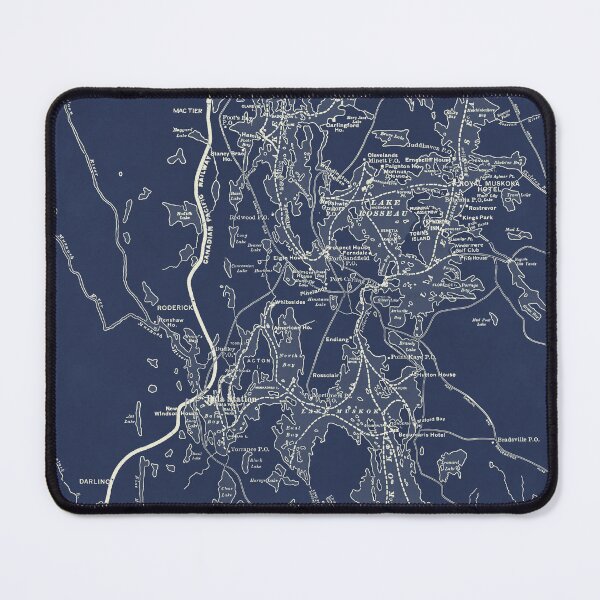 Item preview, 1924 Vintage Muskoka Lakes Railway Map (Navy) designed and sold by Gin Neko.