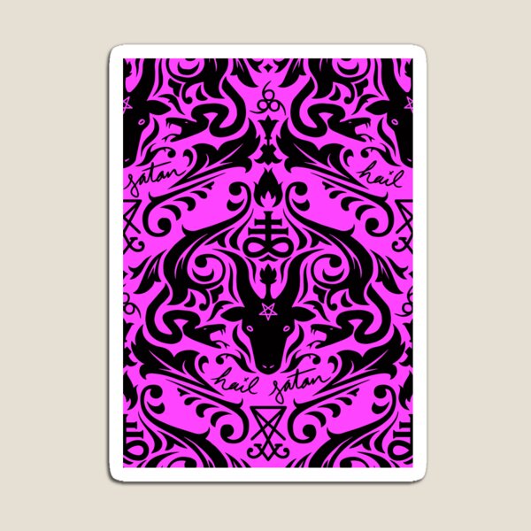 Aperçu de l'œuvre Damask - Hail Satan (noir et rose par défaut) créée et vendue par QueerSatanic.