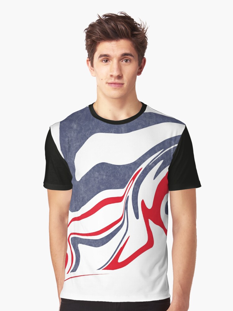 Navy blue and red graphic sale tees