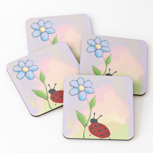 Item preview, ladybug and flower designed and sold by Indra's Net.