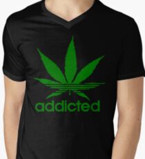 Addicted - Cannabis T-shirt col V homme