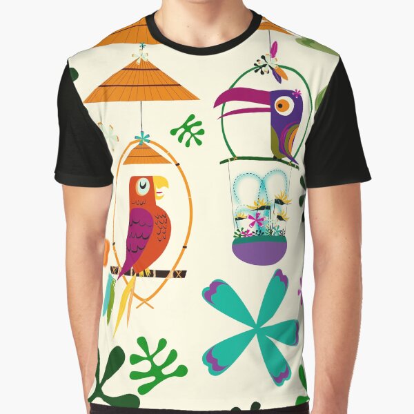 Vintage Modern Tiki Birds Graphic T-Shirt