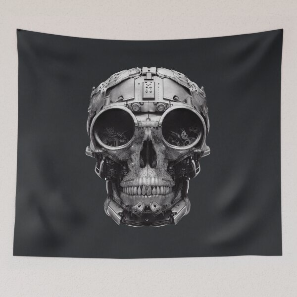 Item preview, Terminator Inspired Vintage Soulless Cyborg Skull with Ai Art designed and sold by ArtificialEye.