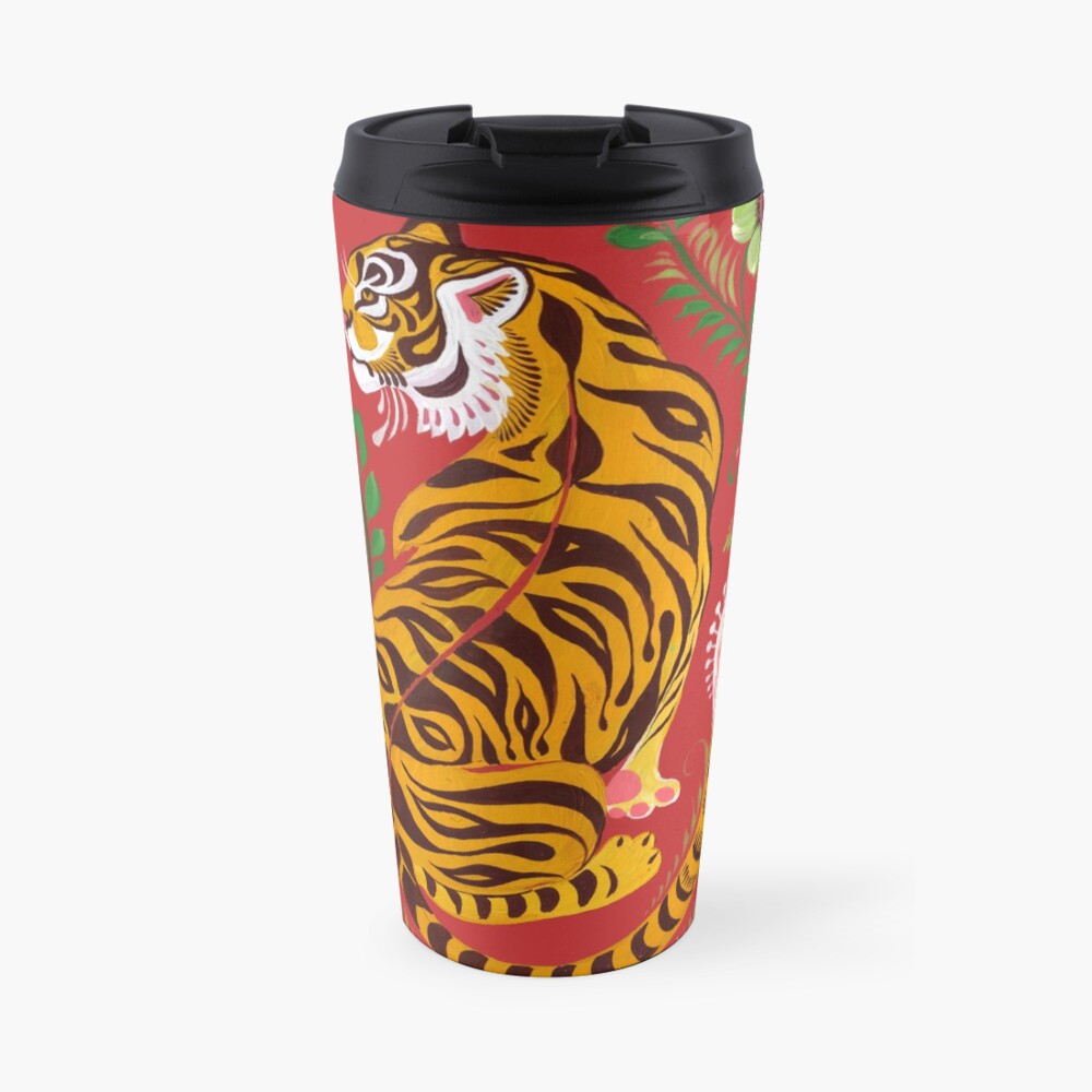 Tiger Folk Art Travel Coffee Mug