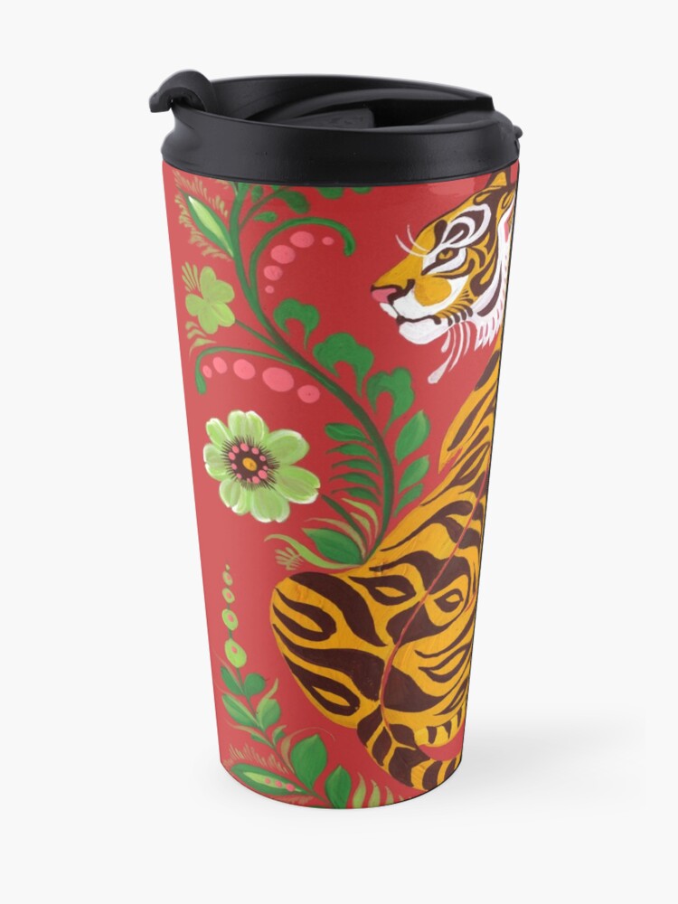 Alternate view of Tiger Folk Art Travel Coffee Mug