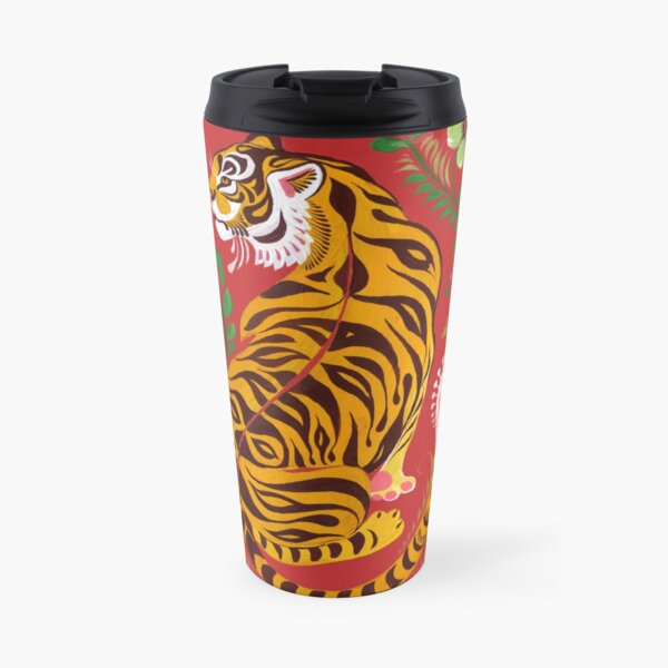 Tiger Folk Art Travel Mug