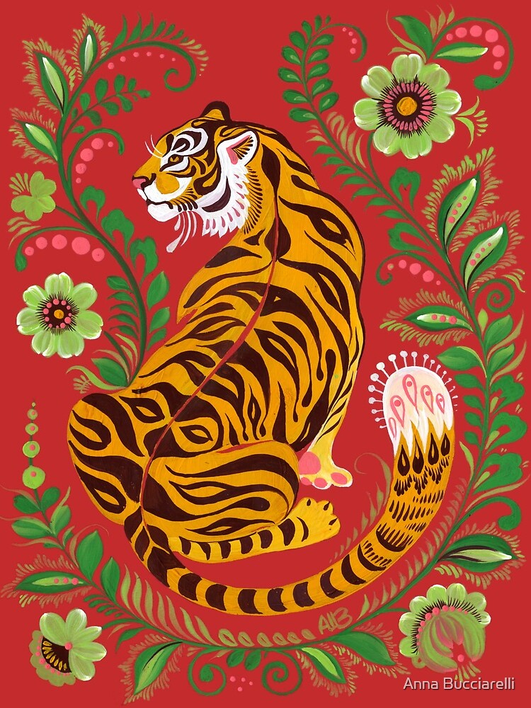 Tiger Folk Art by annabucciarelli
