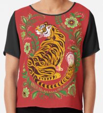 Tiger Folk Art Chiffon Top