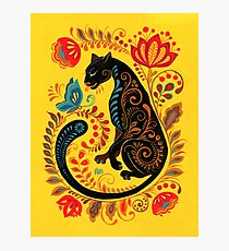 Panther & Schmetterling Volkskunst Fotodruck