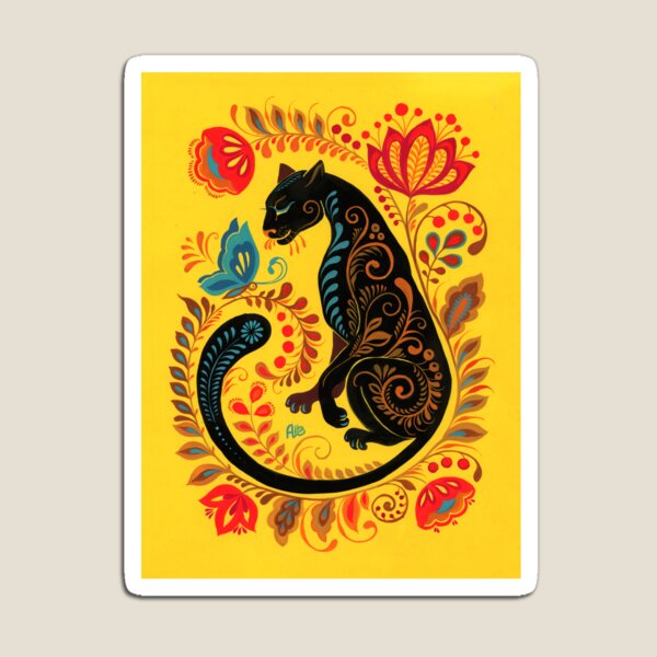 Item preview, Panther & Butterfly Folk Art designed and sold by Anna Bucciarelli.