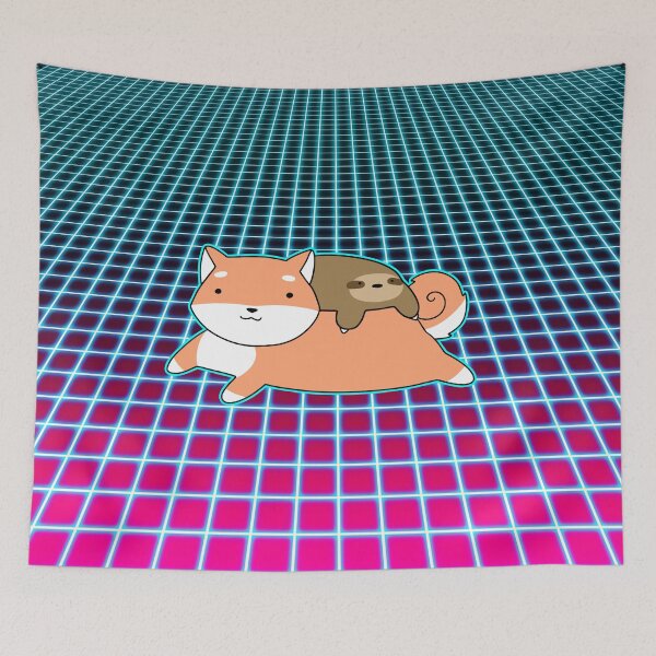 Item preview, Little Sloth and Shiba Vaporwave designed and sold by SaradaBoru.