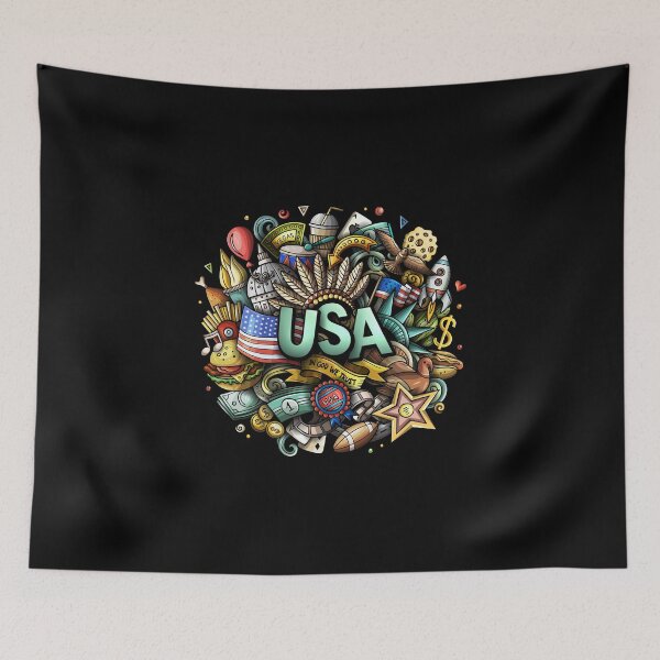 Item preview, USA doodle art  designed and sold by AnyMar2023.