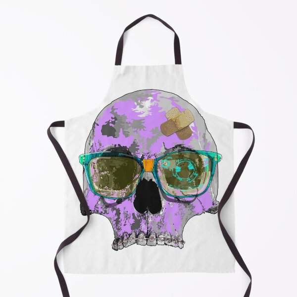 Item preview, Purple skull with braces, plaster bandages and broken AR sunglasses  designed and sold by m-yoga-store.