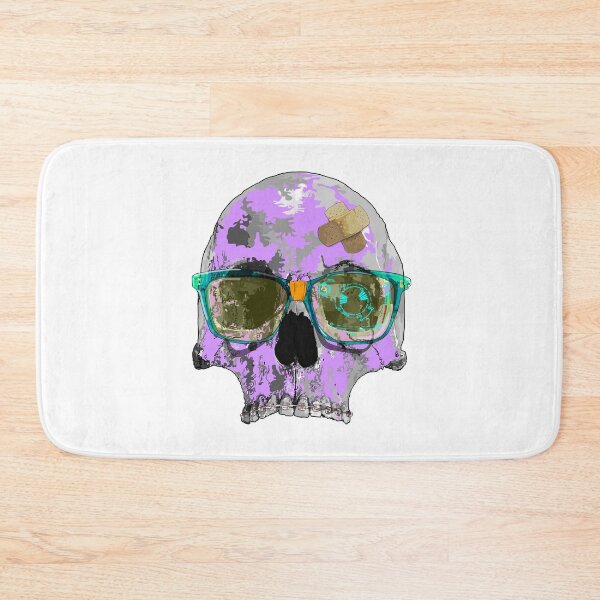 Item preview, Purple skull with braces, plaster bandages and broken AR sunglasses  designed and sold by m-yoga-store.