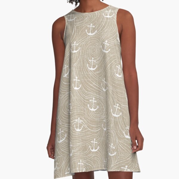 Item preview, Anchor Wave on Sand Woven Linen Background designed and sold by LifeNonchalant.