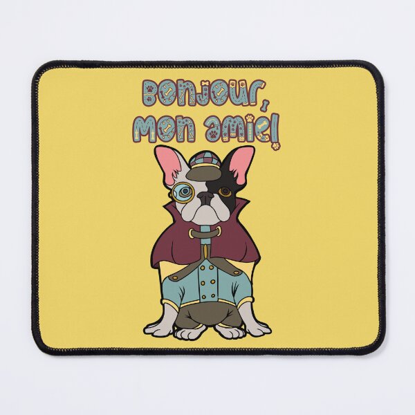 Item preview, Bonjour, Mon amie! Hello My Friend Funny French Bulldog Detective Humor designed and sold by JoyOfHopeStore.