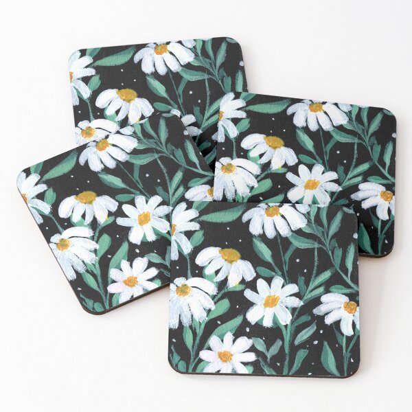 Item preview, White daisies hand painted gouche floral art designed and sold by pinkyfish1010.