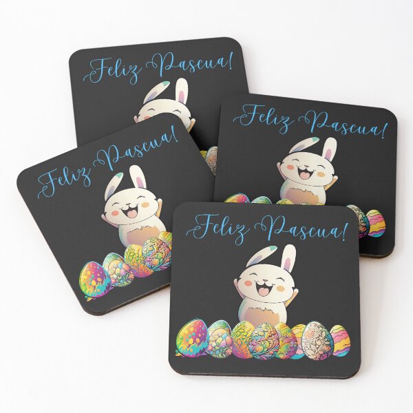 Item preview, Cute Fun Smiling Felíz Pascua Bunny with Easter Eggs designed and sold by Impressify.