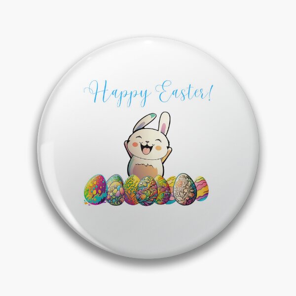 Item preview, Cute Fun Smiling Happy Easter Bunny with Easter Eggs designed and sold by Impressify.