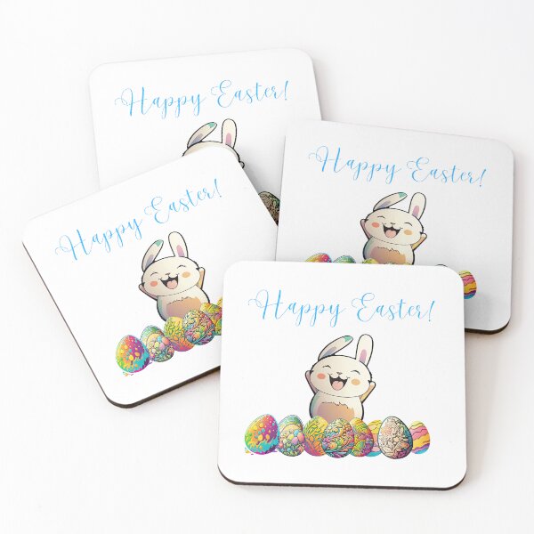 Item preview, Cute Fun Smiling Happy Easter Bunny with Easter Eggs designed and sold by Impressify.