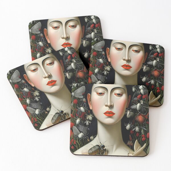 Item preview, Insect Dreams - A Surrealist Portrait of a Woman Enveloped by Crawling Bugs designed and sold by GalihDA.