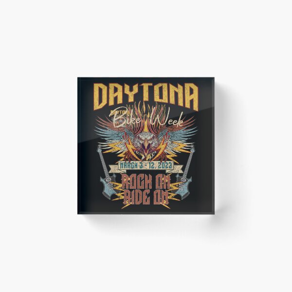 Item preview, 2023 DAYTONA BEACH BIKE WEEK "ROCK ON RIDE ON" ART ON FRONT designed and sold by DingoTee (1388)⭐⭐⭐⭐⭐.