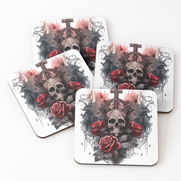 Artikelvorschau, Romantischer Totenkopf mit seinem Kreuz und seinen Rosen entworfen und verkauft von Nickyvb.