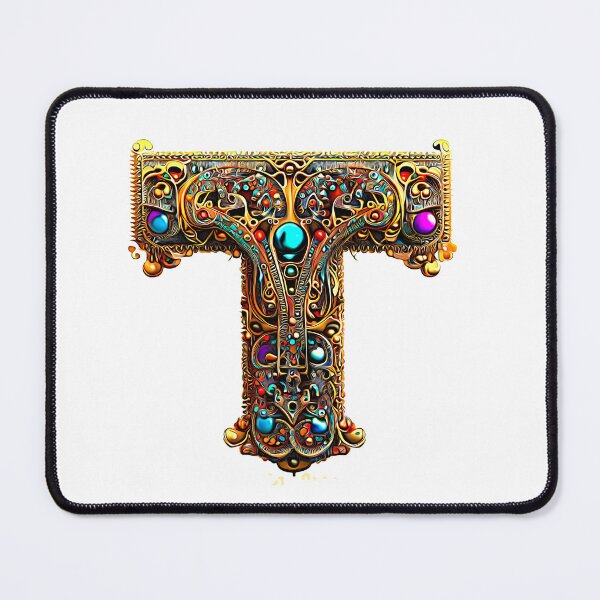 Item preview, AI Art Golden Jeweled Franciscan Tau Abstract Expressionism designed and sold by Artist4God.