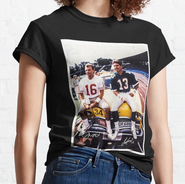 RED 49ers Joe Montana Joe Cool Pic LADIES V-NECK T-shirt ADULT