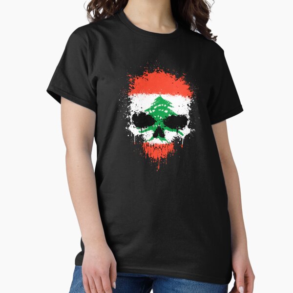 Item preview, Chaotic Lebanese Flag Splatter Skull designed and sold by JeffBartels.