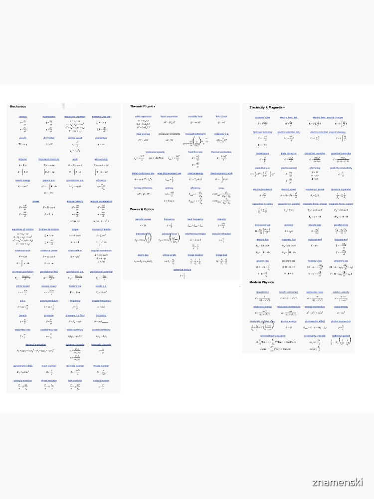 Physics, #Physics, formula chart, formula set, #formula, #chart, #set, formulachart, formulaset, φυσική, nature, natural science, matter, motion, behavior, space, time, studies, energy, force by znamenski