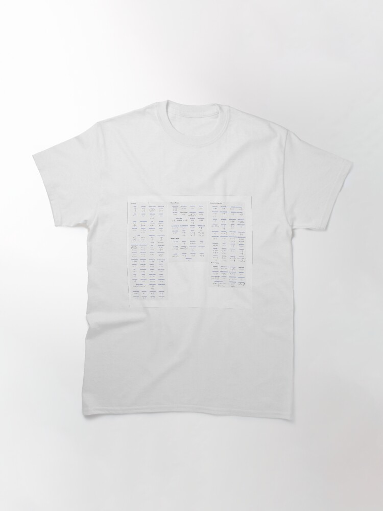 Alternate view of Physics, #Physics, formula chart, formula set, #formula, #chart, #set, formulachart, formulaset, φυσική, nature, natural science, matter, motion, behavior, space, time, studies, energy, force Classic T-Shirt