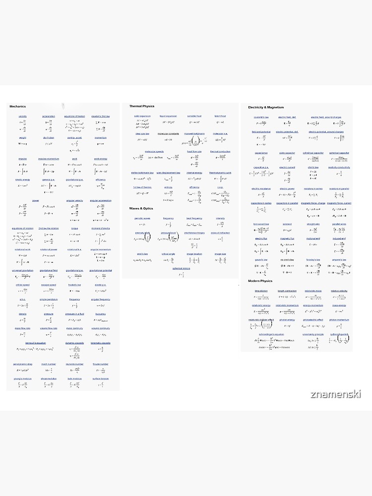 Physics, #Physics, formula chart, formula set, #formula, #chart, #set, formulachart, formulaset, φυσική, nature, natural science, matter, motion, behavior, space, time, studies, energy, force by znamenski