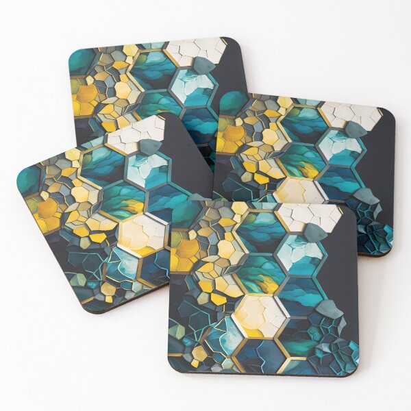 Item preview, Gold Blue and White Abstract Geometric Pattern designed and sold by thatmacko.