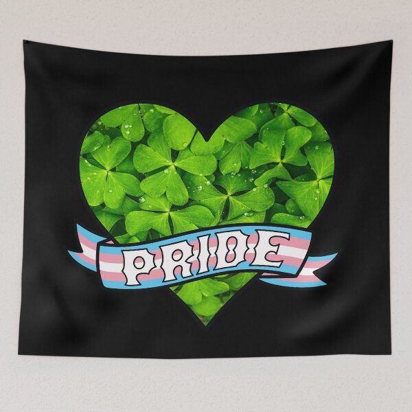 Item preview, Trans Pride Green Clover Heart Banner designed and sold by ArtliciousHUMAN.