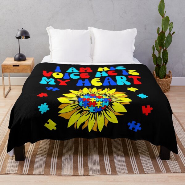 Item preview, Autism Awareness I Am His Voice He is My Heart Sunflower designed and sold by MacAndMoose.