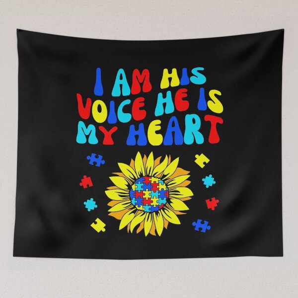 Item preview, Autism Awareness I Am His Voice He is My Heart Sunflower designed and sold by MacAndMoose.