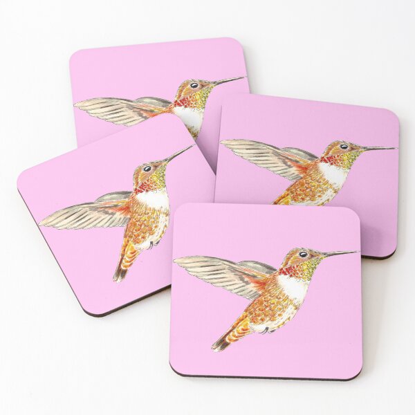Item preview, Rufous Hummingbird in Flight Pink Background designed and sold by Sockstomistic.