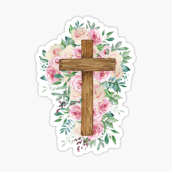 Bible with Cross Floral Sticker