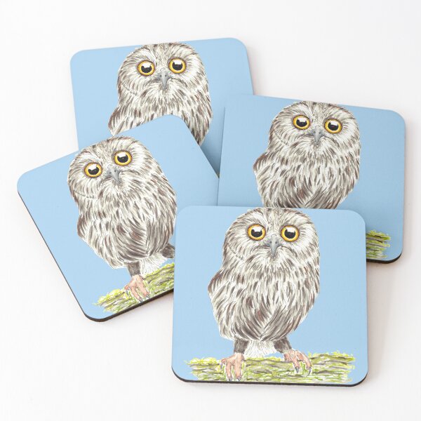 Item preview, Saw-Whet Owl Superb Owl Blue Background designed and sold by Sockstomistic.