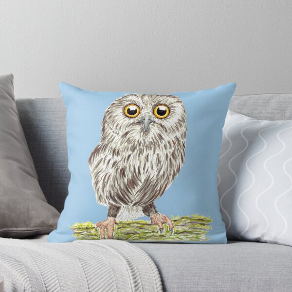 Item preview, Saw-Whet Owl Superb Owl Blue Background designed and sold by Sockstomistic.