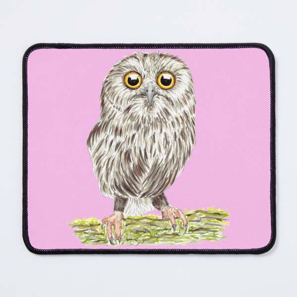 Item preview, Saw-Whet Owl Superb Owl Pink Background designed and sold by Sockstomistic.