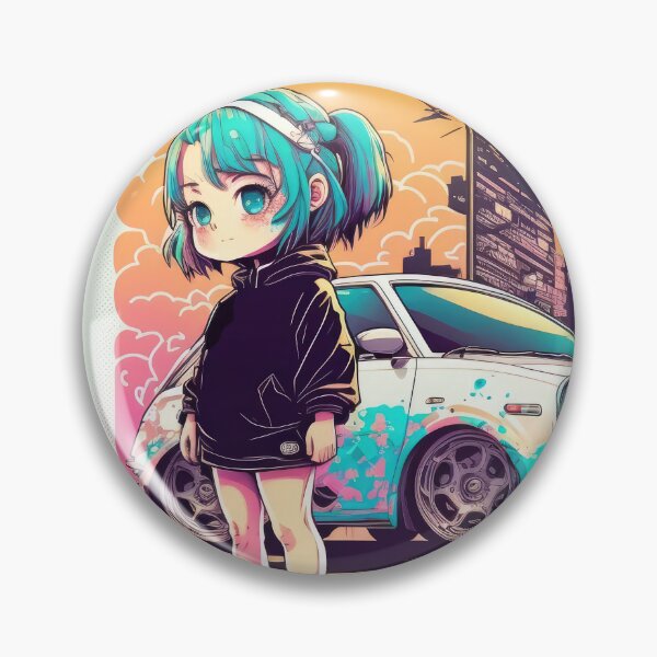 Artikelvorschau, Retro Drifter Girl Micro Car Champion Anime Cyberpunk entworfen und verkauft von ultra-cool.