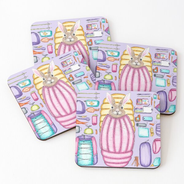 Item preview, Rabbit Backpacking Gear Spread Purple Background designed and sold by Sockstomistic.